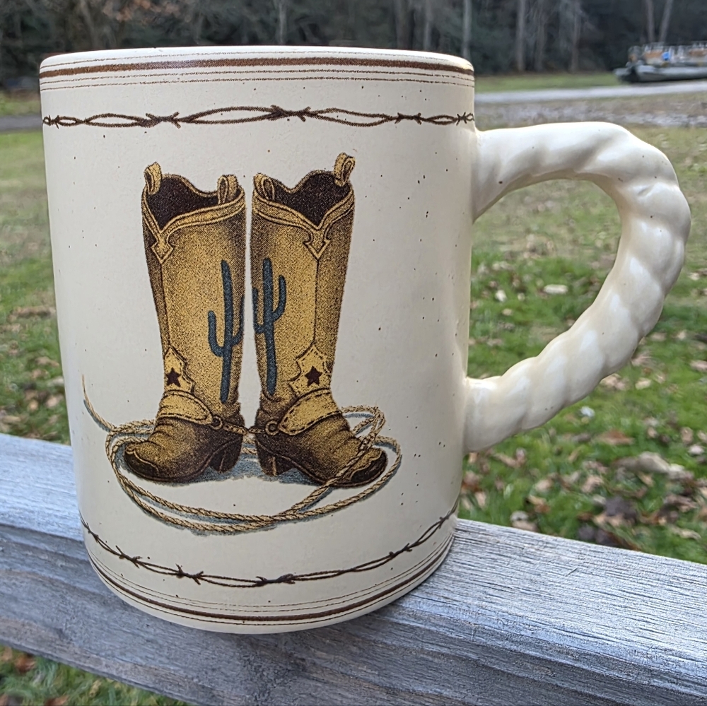 Western Boot Design Cream Mug Reminds You Of Ella LANGLEY Inspiration